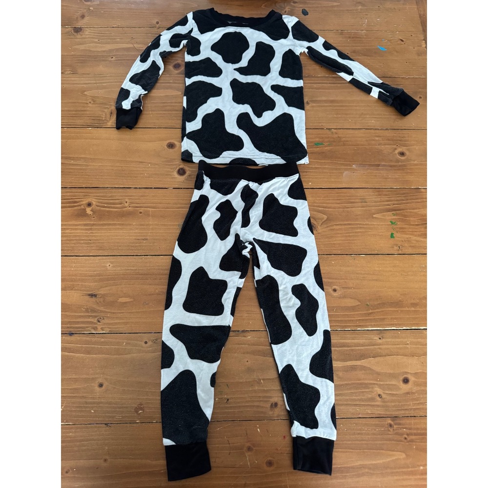 Little Sleepies Cow Print Bamboo Viscose Pajama Set 2T Toddler Black White 2pc